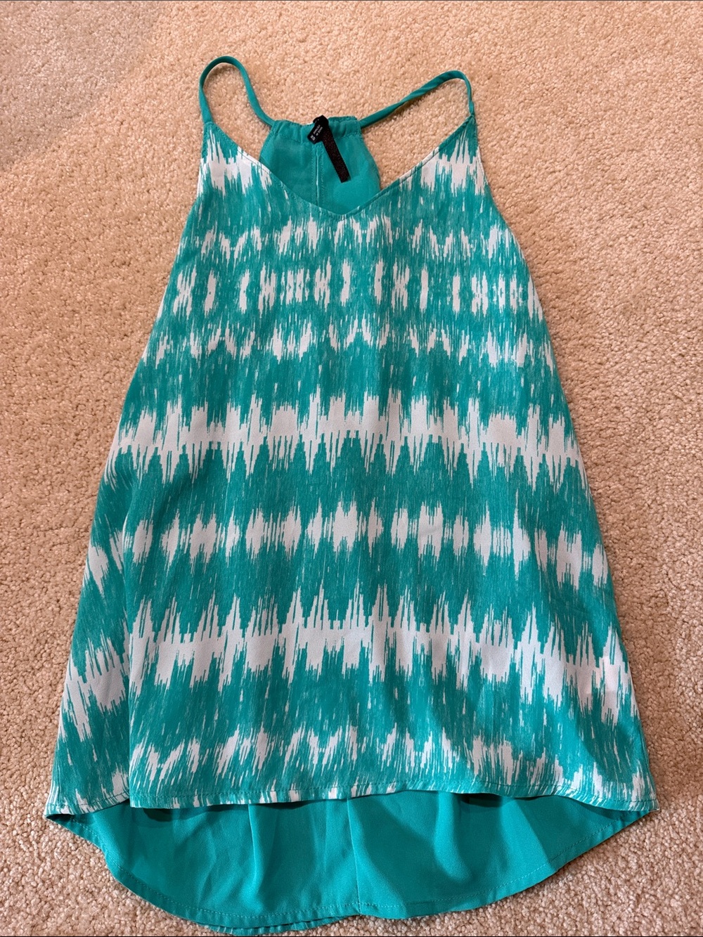 Maurices Teal and White Patterned Racerback Tank